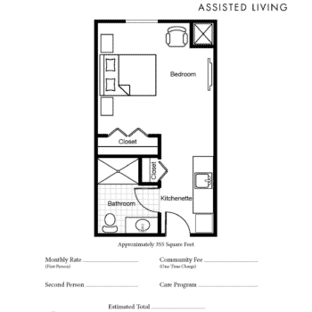 Floor Plan - Assisted Living Studio - Lido