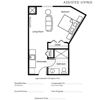 Floor Plan - Assisted Living Studio - Manatee