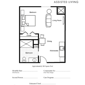 Floor Plan - Assisted Living Studio - Nokomis