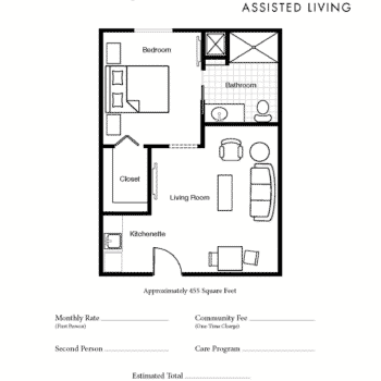 Floor Plan - Assisted Living Studio - Siesta-Key
