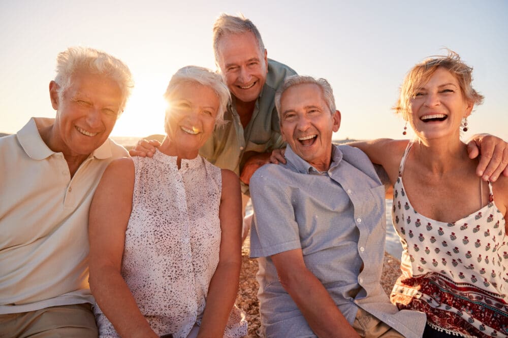 Group of seniors on the beach